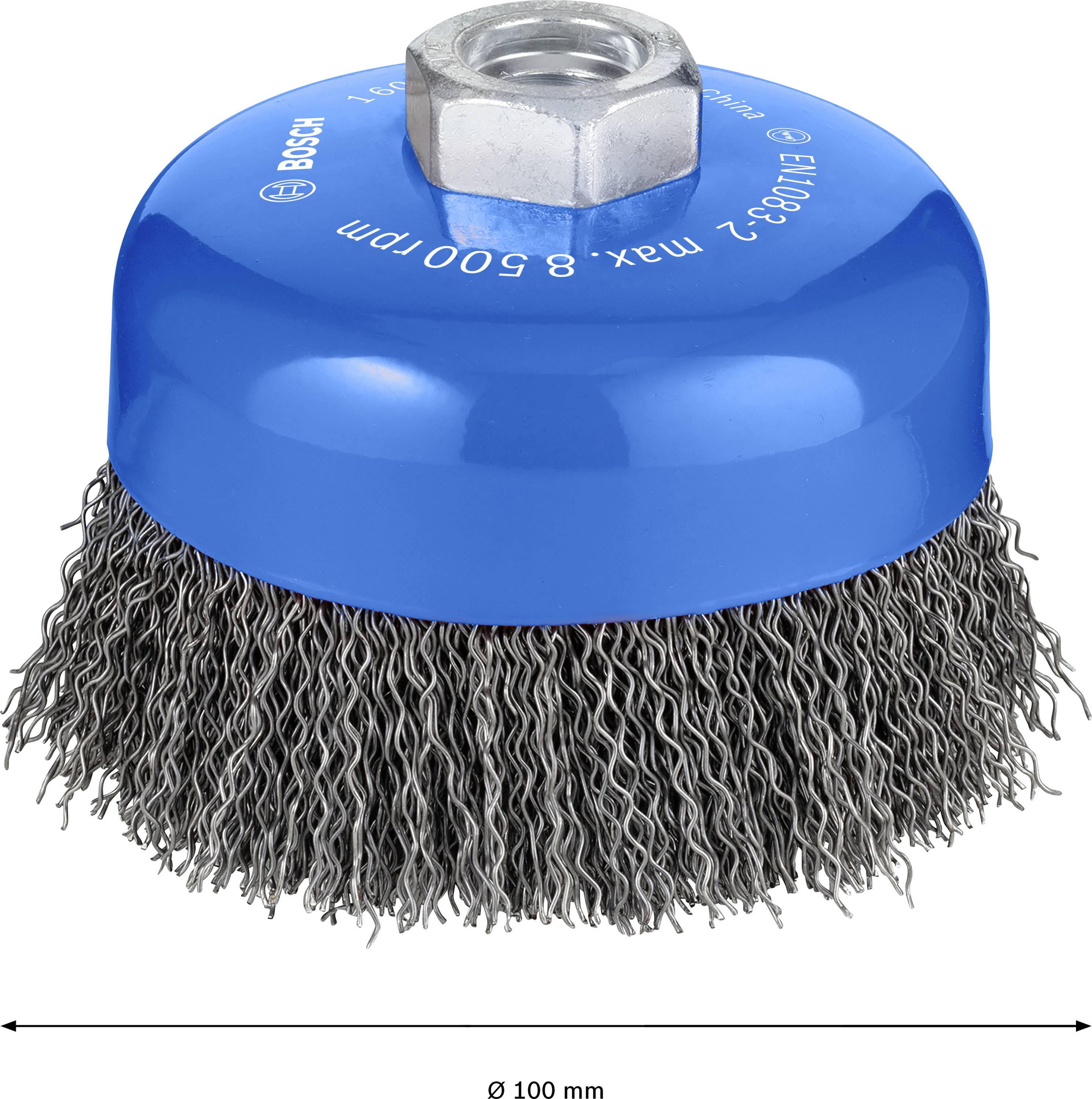 Bosch Accessories Topfbürste, Stahl, gewellter Draht, 100 mm, 0,5 mm, 8500 U/ min, M 14 1608614011 1St.