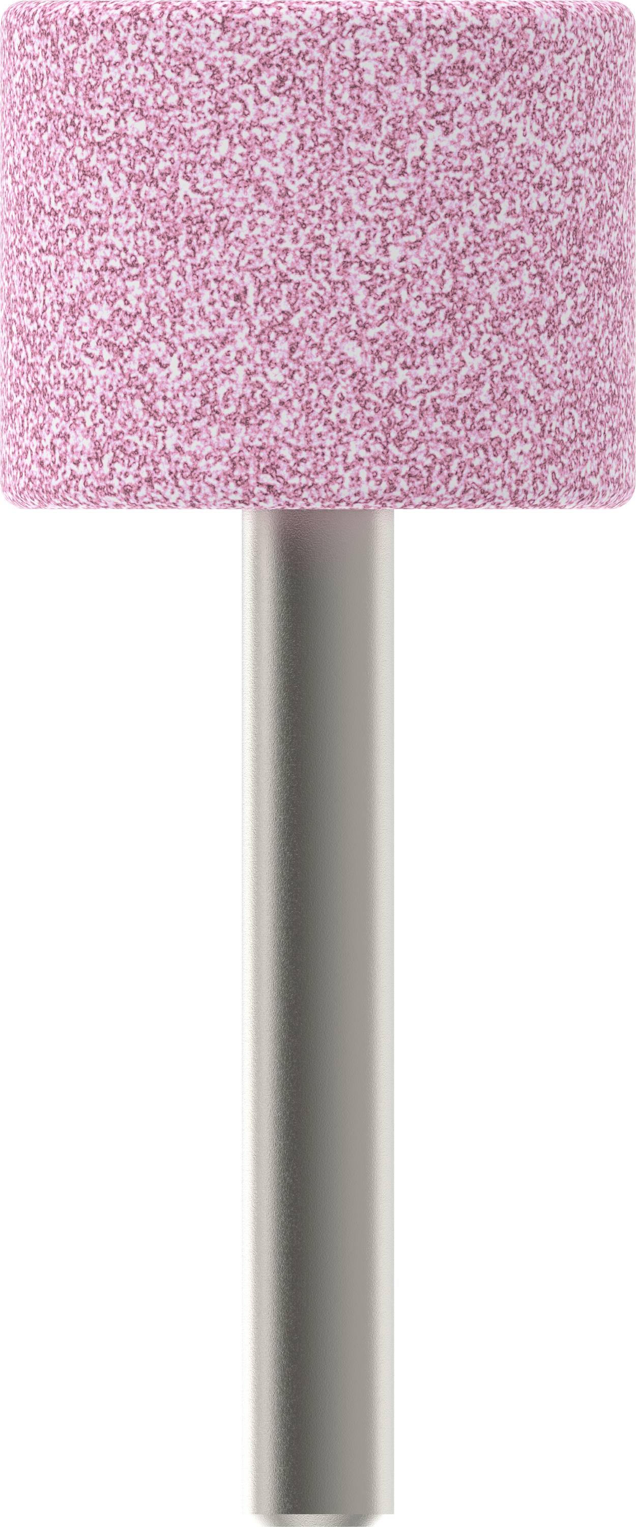 Rosa Schleifaufsatz mit grauem Schaft, geeignet für präzises Polieren oder Schleifen in Feinarbeiten.