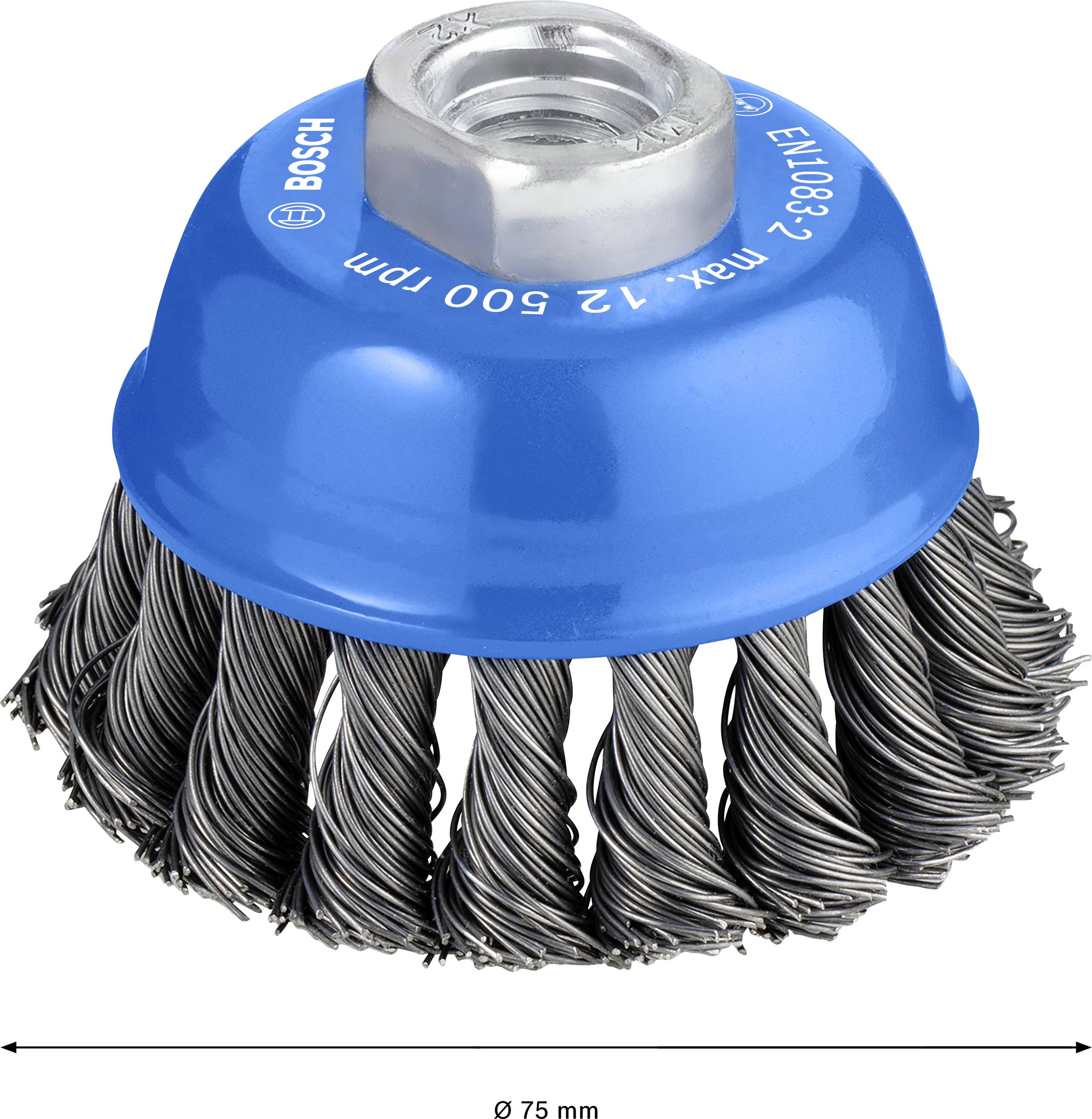 Bosch Accessories Topfbürste, Stahl, gezopfter Draht, 75 mm, 0,5 mm, 12500 U/ min, M 14 1608622029 1St.