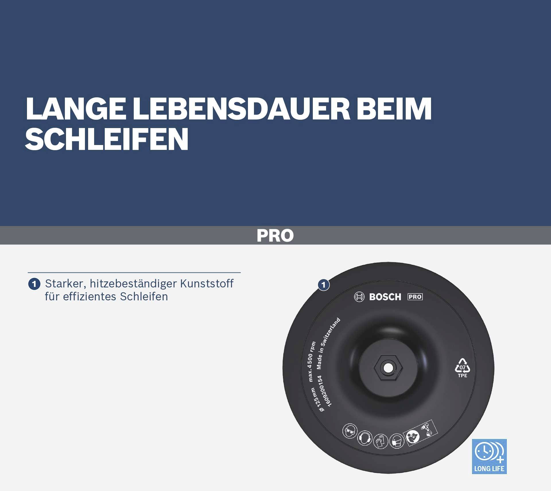 Bosch Accessories 1609200154 Klettverschlussteller, 125 mm, 8mm