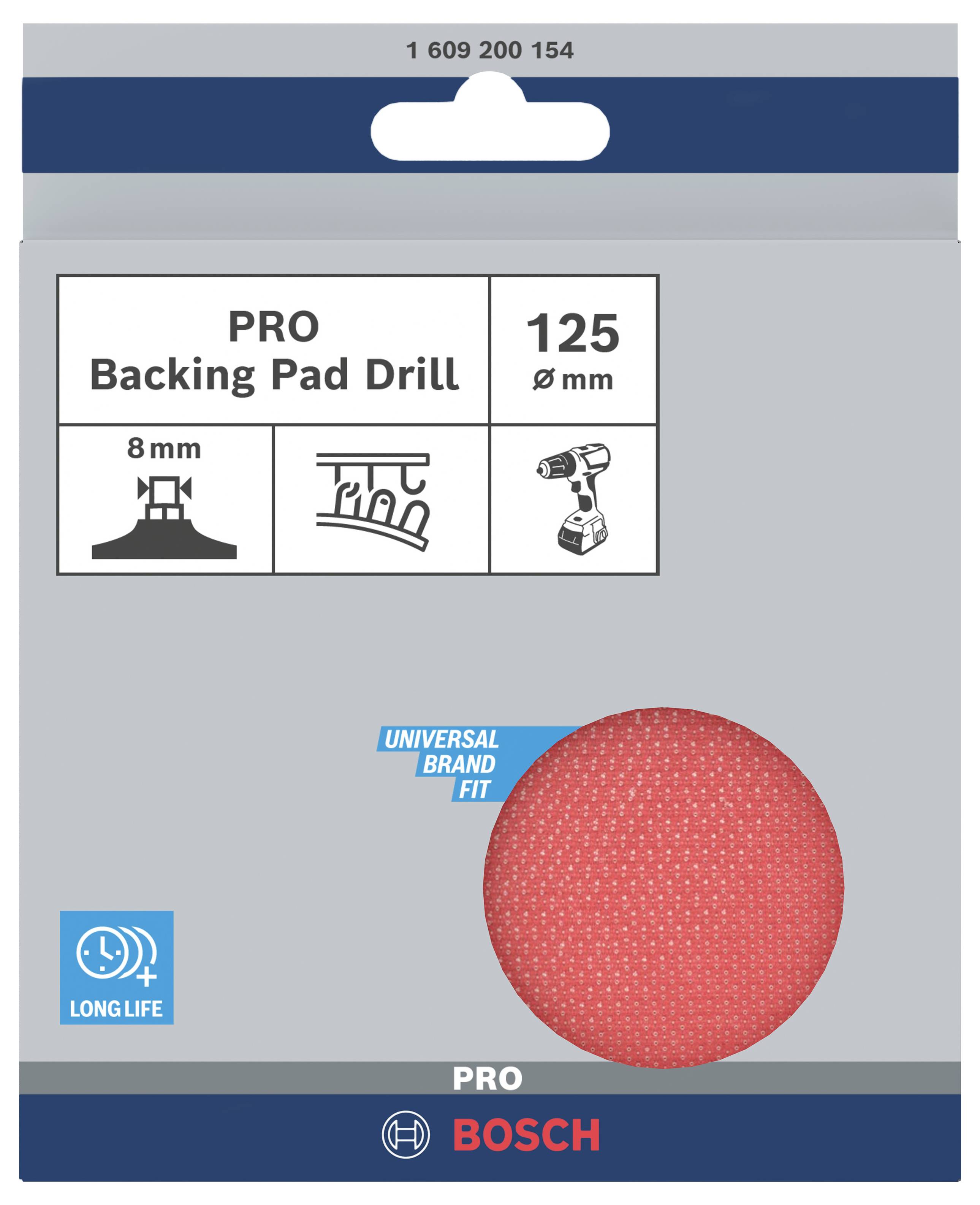 Bosch Accessories 1609200154 Klettverschlussteller, 125 mm, 8 mm