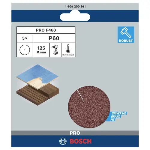 Bosch Accessories 1609200161 Schleifpapier für Schleifteller ungelocht Körnung (num) 60 (Ø) 125mm 5St. Bosch Accessories 1609200161 Schleifpapier für Schleifteller ungelocht Körnung (num) 60 (Ø) 125mm 5St.