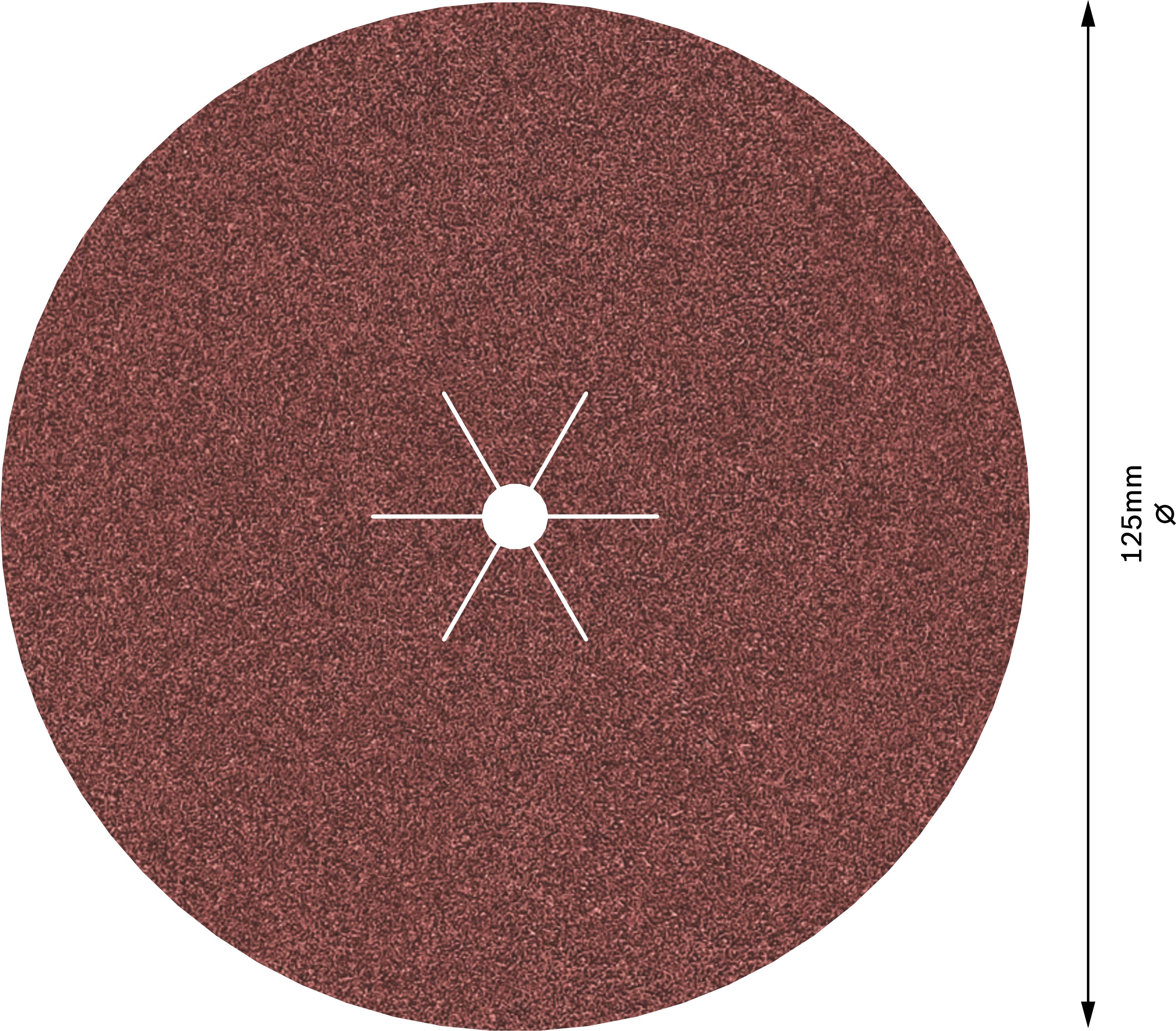 Kreisförmige Schleifscheibe mit einem Durchmesser von 125 mm und einer sternförmigen Öffnung in der Mitte.