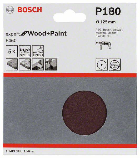 Bosch Accessories 1609200164 Schleifpapier für Schleifteller ungelocht Körnung (num) 180 (Ø) 125mm 5St.