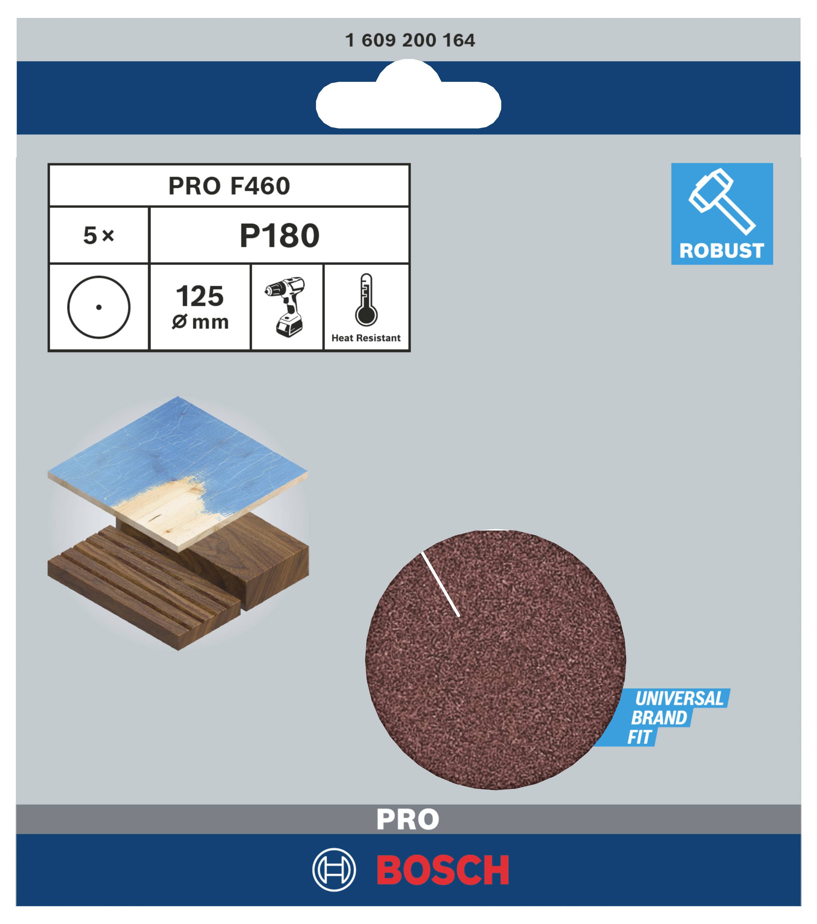 Bosch Accessories 1609200164 Schleifpapier für Schleifteller ungelocht Körnung (num) 180 (Ø) 125mm 5St.