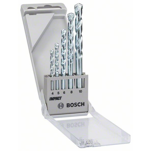 Bosch Accessories 1609200228 Hartmetall Stein-Spiralbohrer-Set 5teilig 4 mm, 5 mm, 6 mm, 8 mm, 10 m