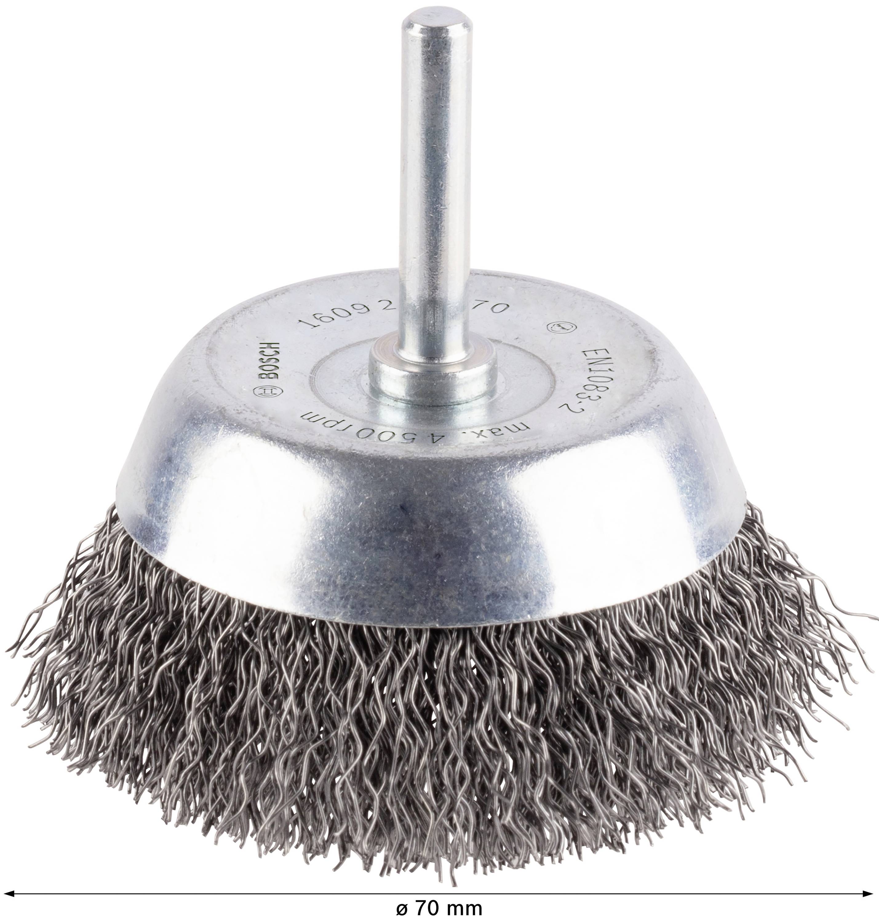 Bosch Accessories Topfbürste, Stahl, gewellter Draht, 70 mm, 0,3 mm, 4500 U/ min Schaft-Ø 6 mm 1609200270 1 St.