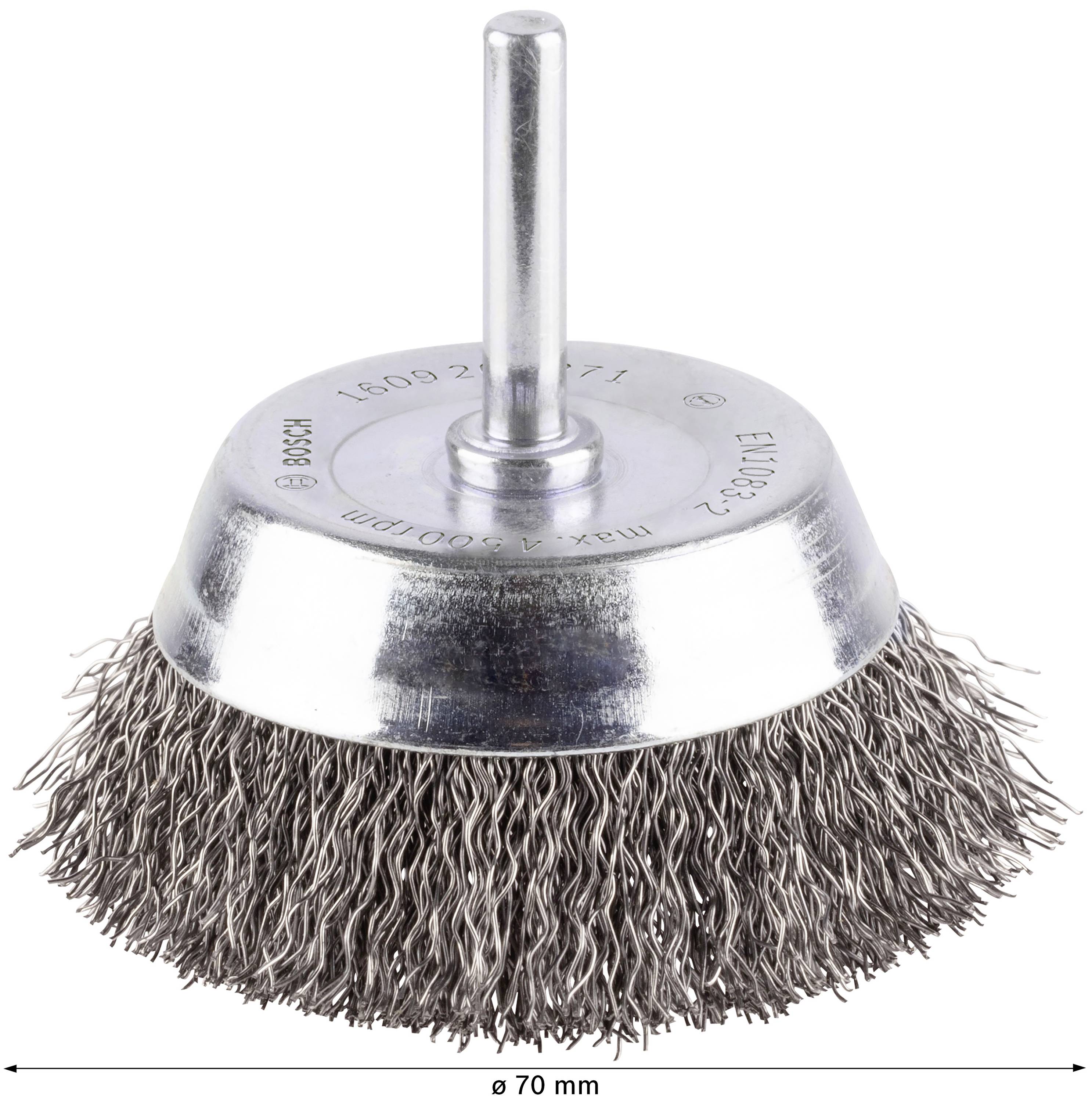 Bosch Accessories Topfbürste, Stahl, gewellter Draht, 70 mm, 0,2 mm, 4500 U/ min Schaft-Ø 6 mm 1609200271 1 St.