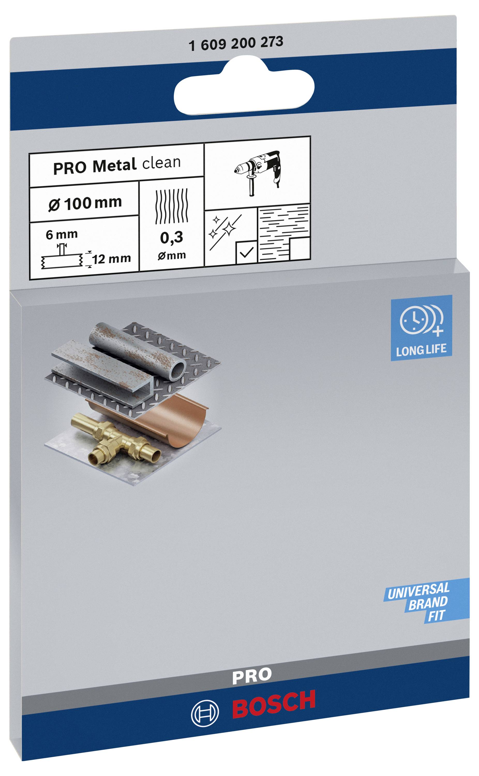 Bosch Accessories Scheibenbürste, gewellt, 100 mm, 0,3 mm, 10 mm, 4500 U/min Schaft-Ø 6 mm 1609200273 1 St.