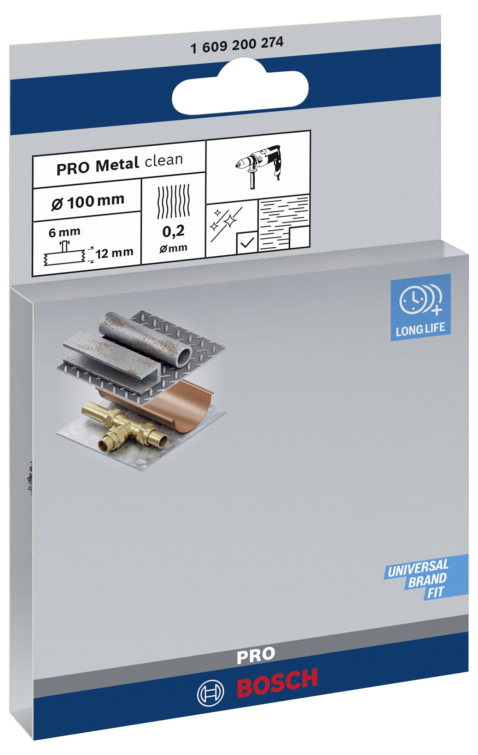 Bosch Accessories Scheibenbürste, gewellt, 100 mm, 0,2 mm, 10 mm, 4500 U/min Schaft-Ø 6mm 1609200274 1St.