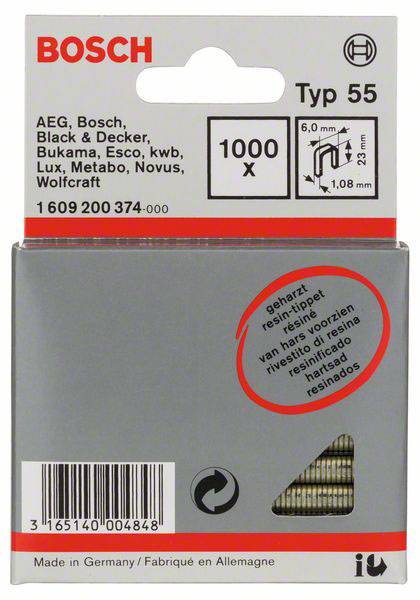 Bosch Accessories 1609200374 Schmalrückenklammern Typ 55 1000 St. Abmessungen (L x B) 23mm x 6mm