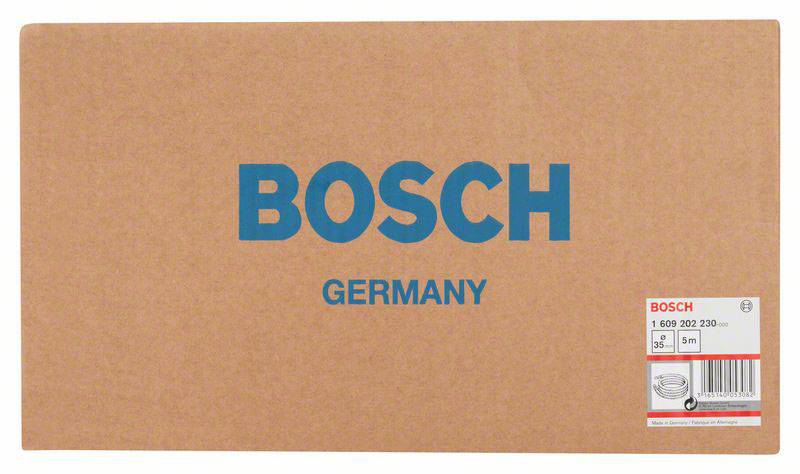 Kartonverpackung mit blauem Schriftzug 'BOSCH GERMANY'. Rechts unten ein Etikett mit Produktdetails: Schleifpapier, 230x280 mm, Körnung 60.