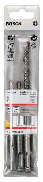 Bosch Accessories 1617000118 Hartmetall Hammerbohrer-Set 3teilig 5 mm, 6 mm, 8mm SDS-Plus 1 Set