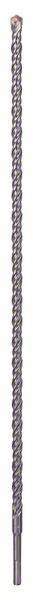 Ein langer Bohrer mit spiralförmiger Rille, geeignet für Betonbohrarbeiten, zeigt die gesamte Länge und Spitze des Werkzeugs.