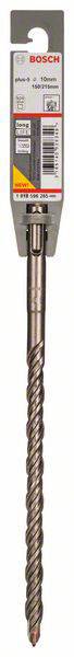 'Bosch SDS Plus-7 Bohrer' mit Spiralmuster und Verpackungsetikett mit Spezifikationen.