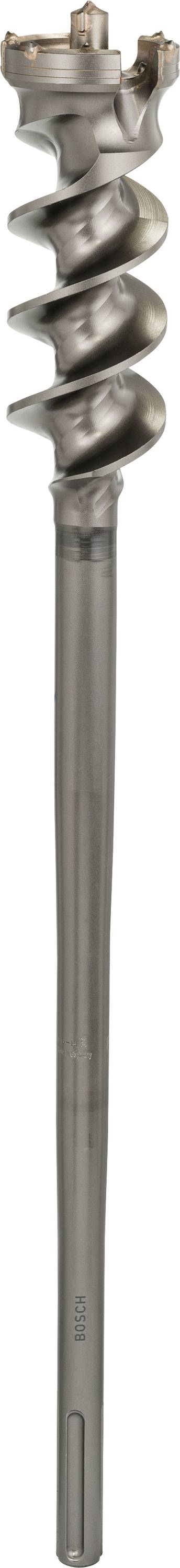 Ein langer, silberner Bohrer mit spiralförmiger Schneide zum Bohren in harte Materialien.