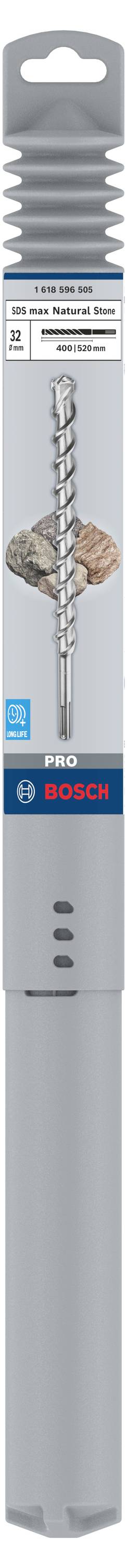 'Bosch Fliesenbohrer' im Verpackungsdesign. Zeigt das Produkt und Firmenlogo. Geeignet für genauen Gebrauch.