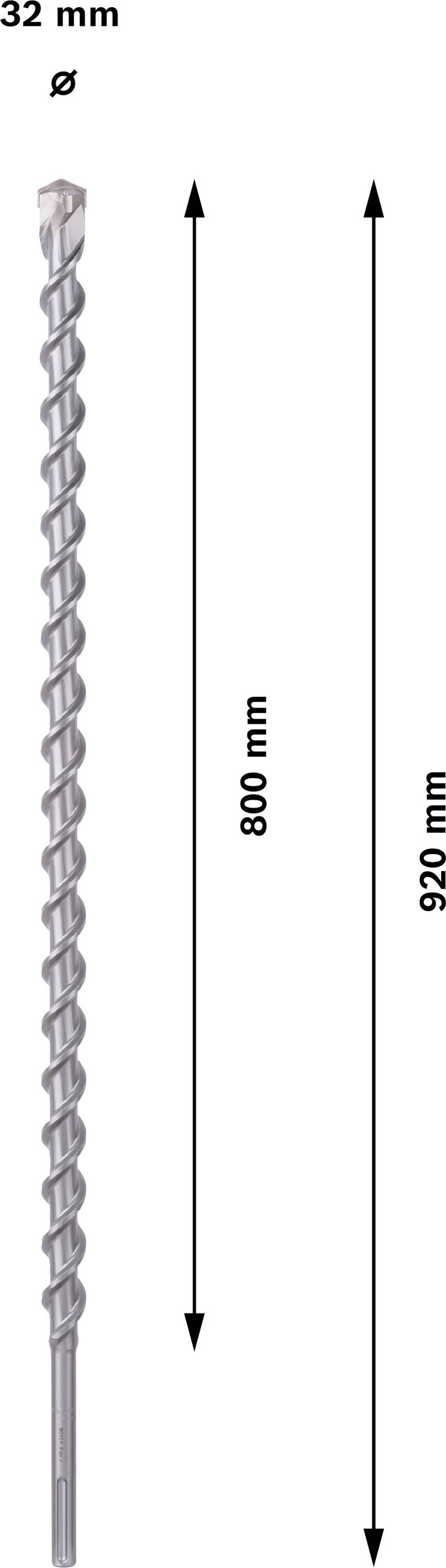 Bohrer mit einem Durchmesser von 32 mm, zwei Längen: 800 mm und 920 mm.