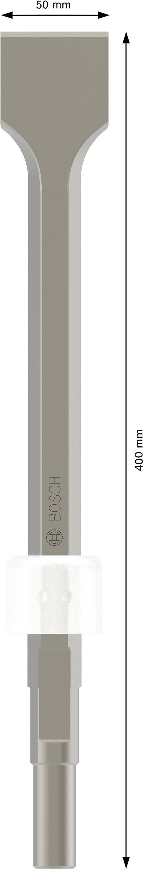 'Spatmeißel 50 mm' neben einer vertikalen Skala, die 400 mm anzeigt. Geeignet für schwere Abbrucharbeiten oder Fliesenentfernung.