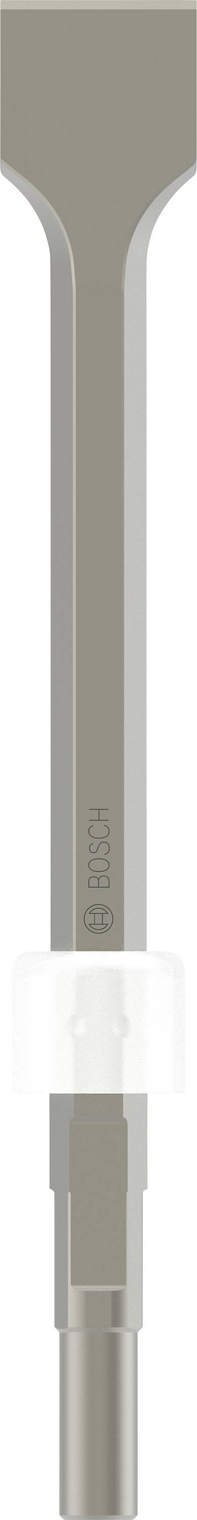 Ein grauer Metallbohrer mit einem breiten Flachkopf, geeignet für Meißelarbeiten auf Beton oder Mauerwerk.