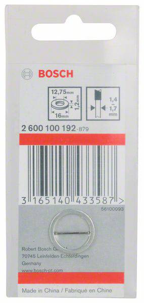 Verpackungsetikett von Bosch mit einem Barcode und Maßangaben für ein Produkt. Text: 'Hergestellt in China'.