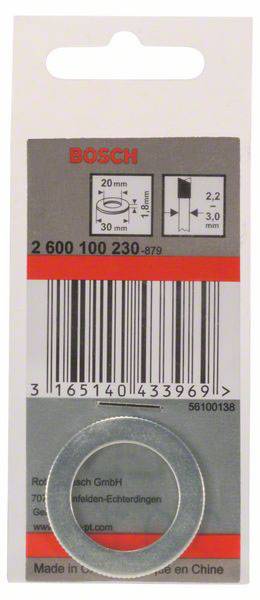 Verpackung einer Unterlegscheibe von Bosch, 20-30 mm Durchmesser. Barcode und Herstellerinformationen aufgedruckt.
