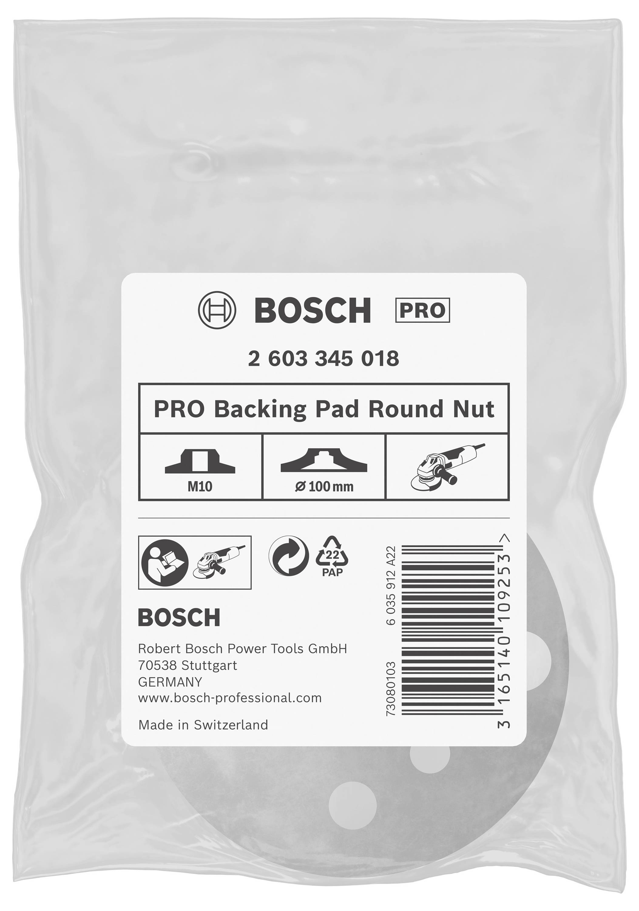 Bosch Accessories Rundmutter mit Flanschgewinde M 10, Durchmesser: 100mm 2603345018 Durchmesser 100mm