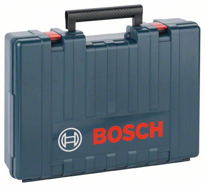 Blauer Werkzeugkoffer mit schwarzem Griff und rotem 'BOSCH'-Logo.