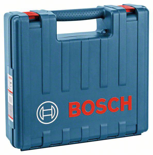 Ein blauer Koffer mit rotem 'Bosch'-Logo auf der Vorderseite, für Werkzeugaufbewahrung.