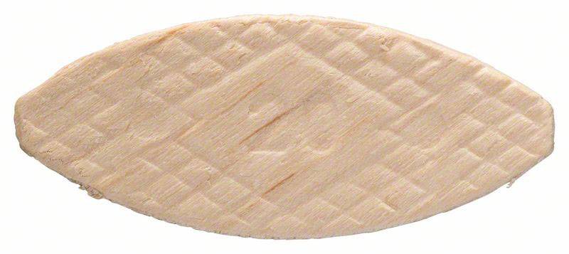 Ein Holzdübel in ovaler Form mit einer strukturierten Oberfläche, häufig in der Holzbearbeitung zur Verbindung zweier Teile verwendet.