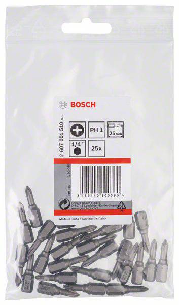 Bosch Accessories 2607001510 Kreuzschlitz-Bit PH 1 extra hart C 6.3 25St.