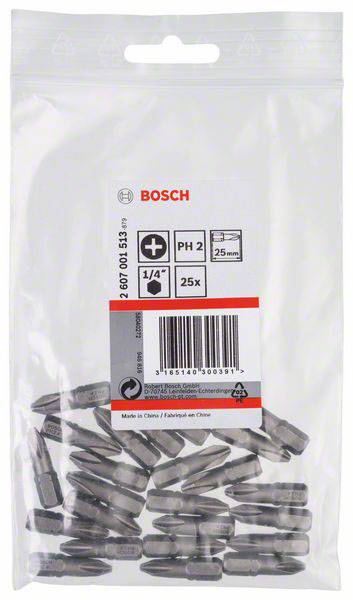 Bosch Accessories 2607001513 Kreuzschlitz-Bit PH 2 extra hart C 6.3 25St.