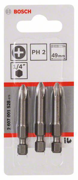 Bosch Accessories 2607001528 Kreuzschlitz-Bit PH 2 extra hart E 6.3 3St.