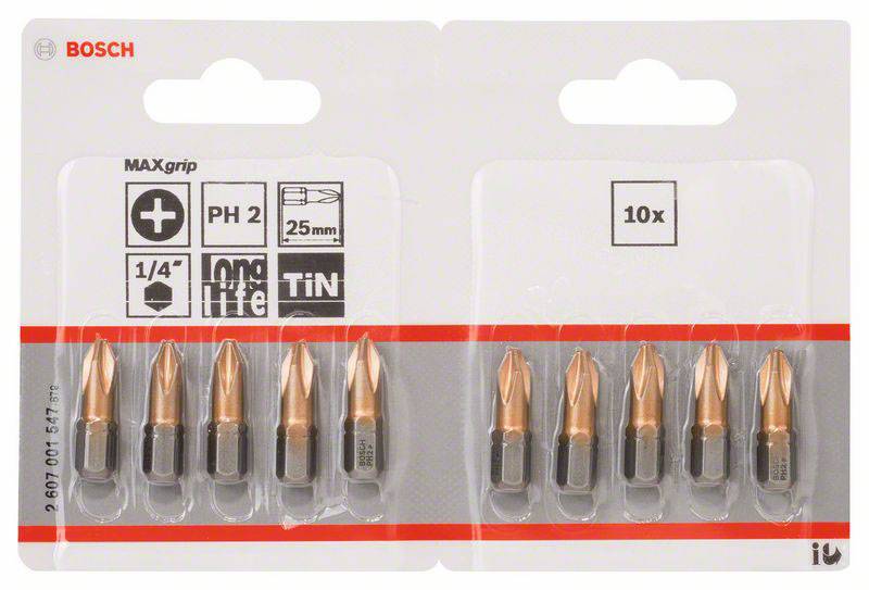 Bosch Accessories 2607001547 Kreuzschlitz-Bit PH 2 extra hart C 6.3 10St.