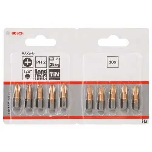 Bosch Accessories 2607001547 Kreuzschlitz-Bit PH 2 extra hart C 6.3 10St. Bosch Accessories 2607001547 Kreuzschlitz-Bit PH 2 extra hart C 6.3 10St.