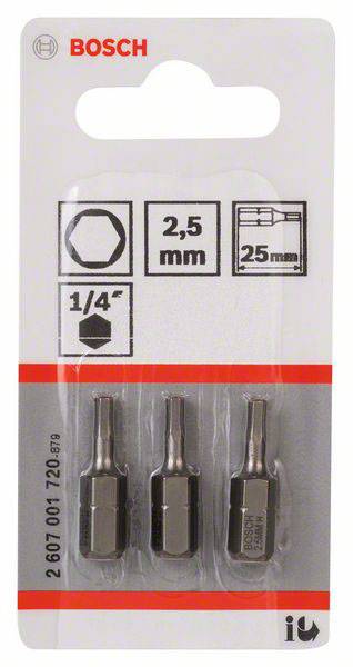 Bosch Accessories Sechskant-Bit 2.5mm extra hart C 6.3 3St.