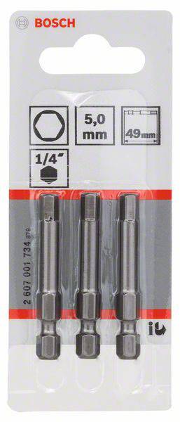 'Bosch' Bohrer-Bit-Set, 5 mm, fünfkantig, 49 mm Länge, 1/4