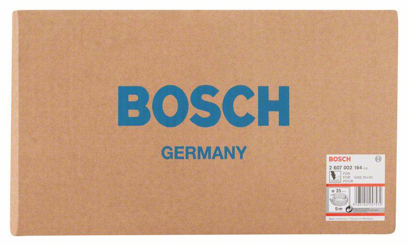 Der Karton zeigt das Bosch-Logo und den Text 'Germany'. Unten rechts befindet sich ein Aufkleber mit Produktinformationen.