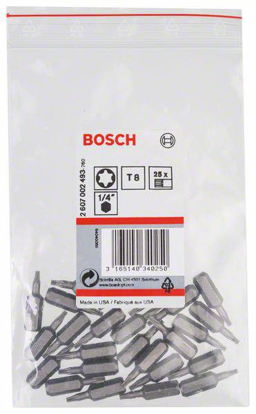 Bosch Accessories 2607002493 Sechsrund-Bit T 8 extra hart C 6.3 25St.