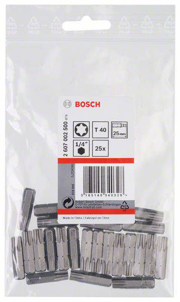 Bosch Accessories 2607002500 Sechsrund-Bit T 40 extra hart C 6.3 25St.