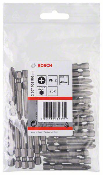 Bosch Accessories 2607002503 Kreuzschlitz-Bit PH 2 extra hart E 6.3 25St.