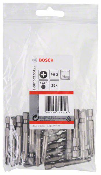 Bosch Accessories 2607002504 Kreuzschlitz-Bit PH 3 extra hart E 6.3 25St.
