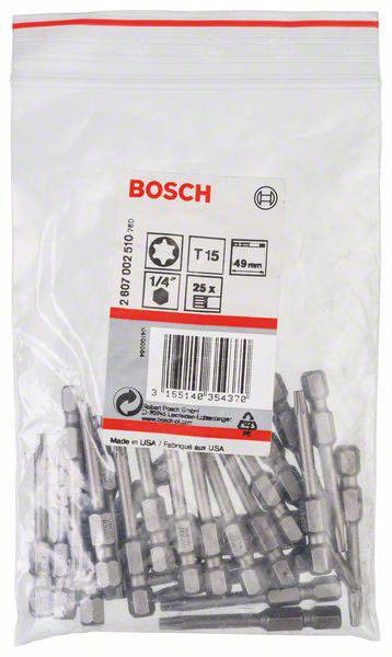 Bosch Accessories 2607002510 Sechsrund-Bit T 15 extra hart C 6.3 25St.