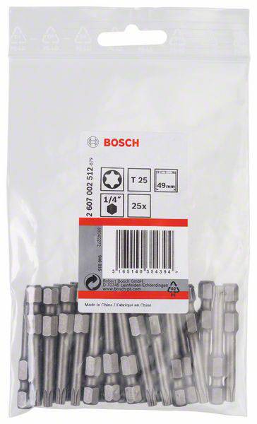 Bosch Accessories 2607002512 Sechsrund-Bit T 25 extra hart C 6.3 25St.
