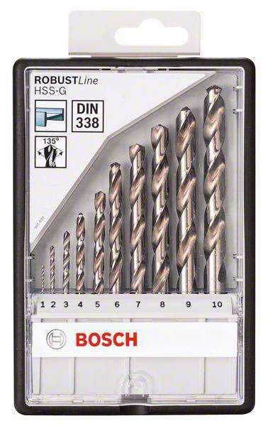 'Bosch ROBUSTLine' HSS-G Bohrerset, 7-teilig, Größen 1 bis 10, in Kunststoffverpackung.