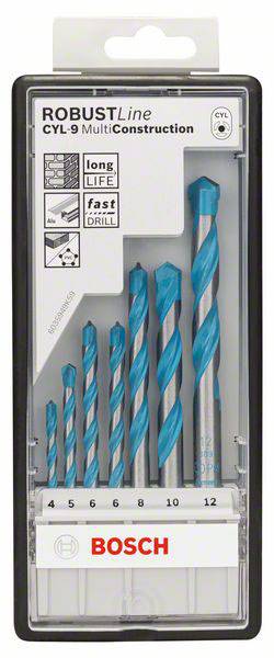 Bosch Accessories CYL-9 2607010543 Hartmetall Mehrzweckbohrer-Set 7teilig 4 mm, 5 mm, 6 mm, 8 mm, 10 mm, 12 mm Zylinderschaft 1 Set
