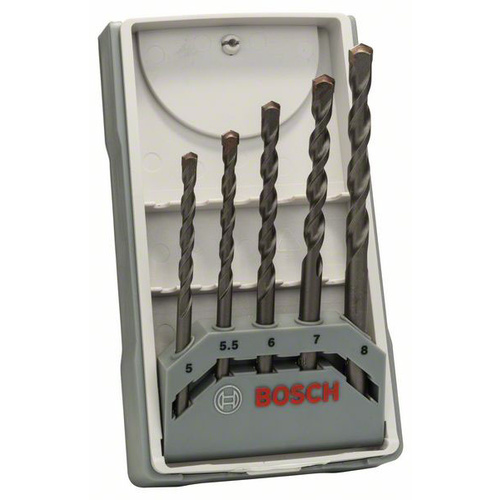 Bosch Accessories CYL-3 2607017081 Hartmetall Beton-Spiralbohrer-Set 5teilig 5 mm, 5.5 mm, 6 mm, 7 mm, 8mm Zylinderschaft 1 Set