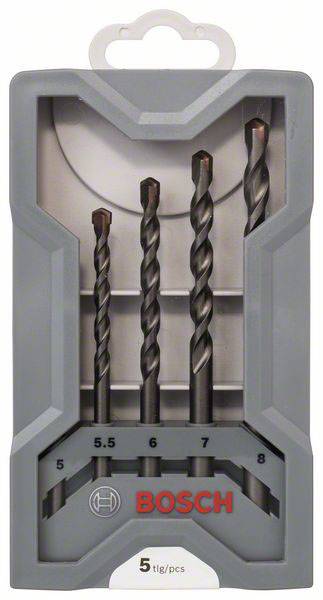 Bosch Accessories CYL-3 2607017081 Hartmetall Beton-Spiralbohrer-Set 5teilig 5 mm, 5.5 mm, 6 mm, 7 mm, 8mm Zylinderschaft 1 Set