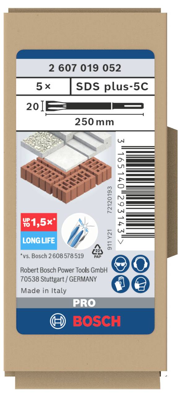 Bosch Accessories 2607019052 Flachmeißel Gesamtlänge 250mm SDS-Plus 5St.