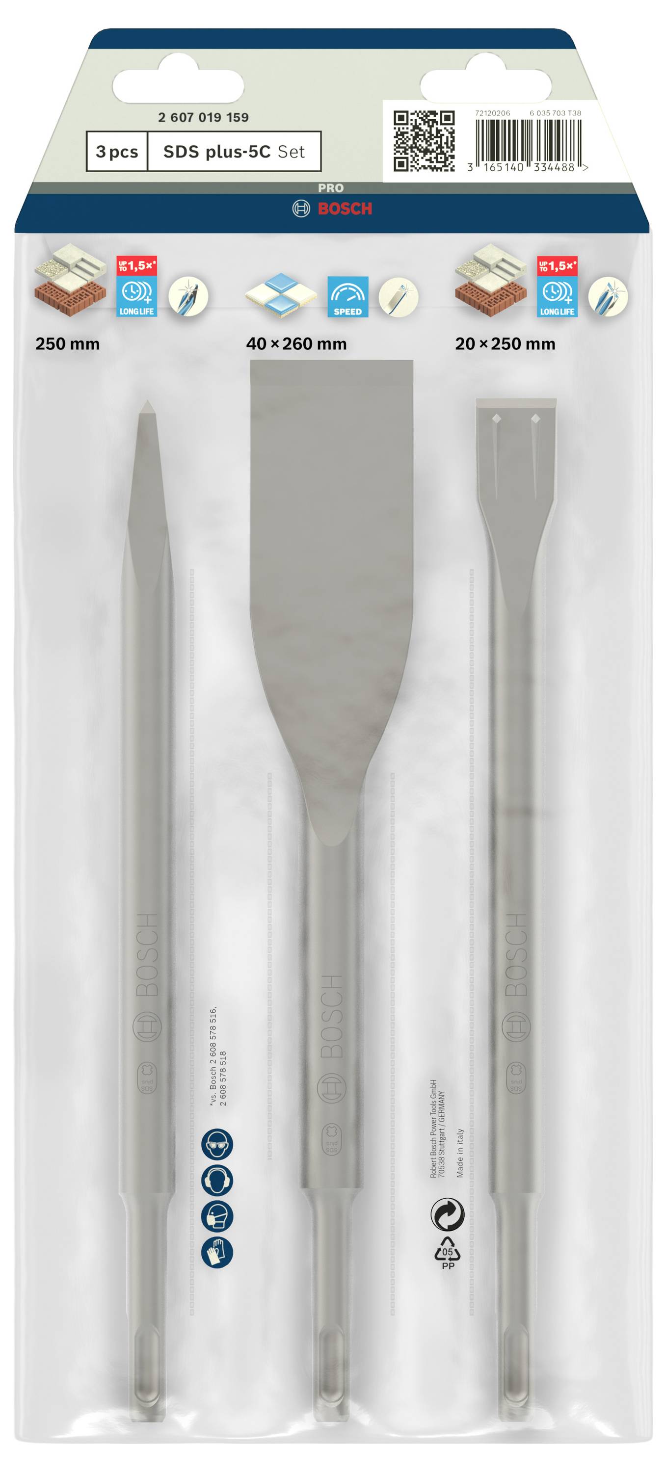 Bosch Accessories 2607019159 Meißel-Set 3teilig SDS-Plus 1 Set